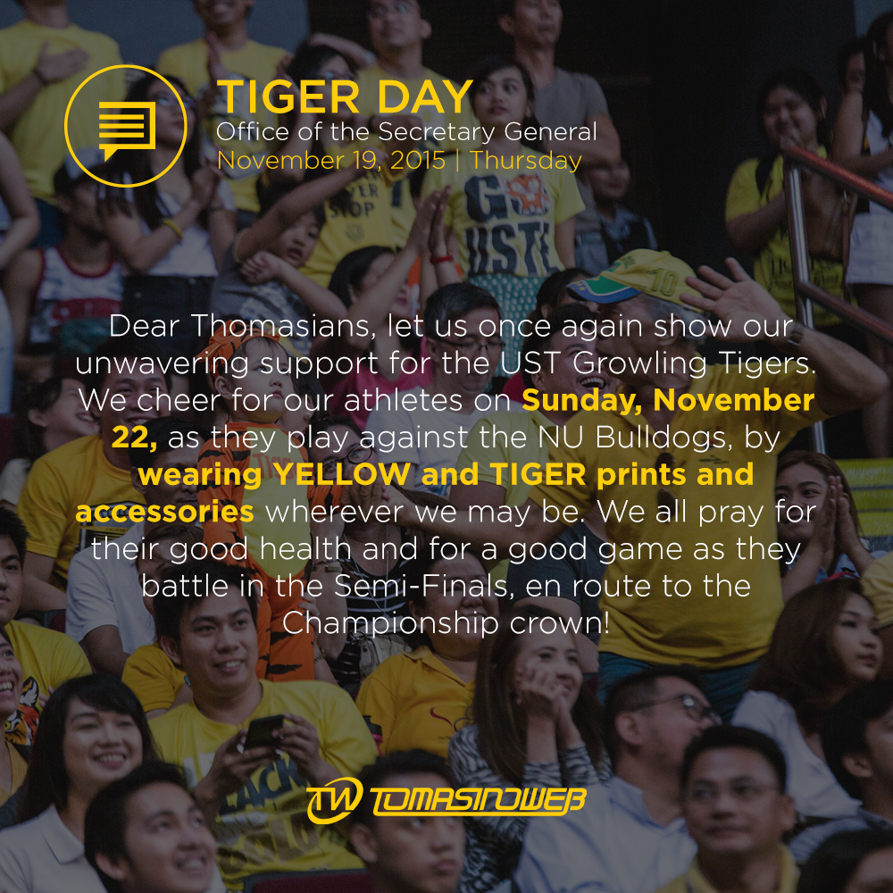 TomasinoWeb's tweet photo. MEDIA ADVISORY: Tiger day on Sunday (November 22, 2015) https://t.co/ZyryjPnVOS