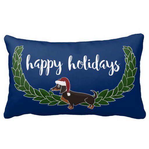 DogTreatNews's tweet image. RT #PatternStore: j.mp/1zAfMow Happy Holidays | Santa Hat Wearing Dachshund Pillow …