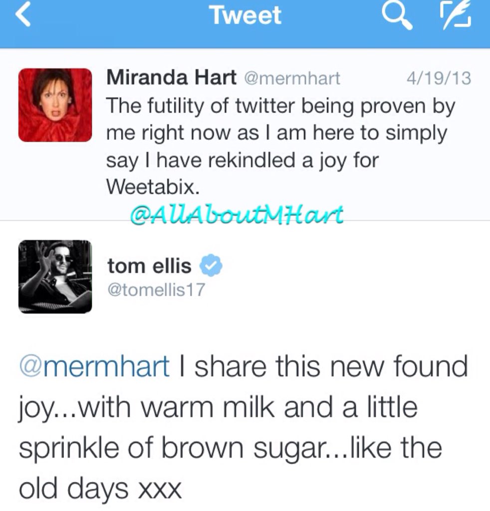 AllAboutMHart's tweet photo. #ThrowbackTweetThursday
love it when Miranda &amp; Tom tweet each other 😊 https://t.co/MEHojyuHzt