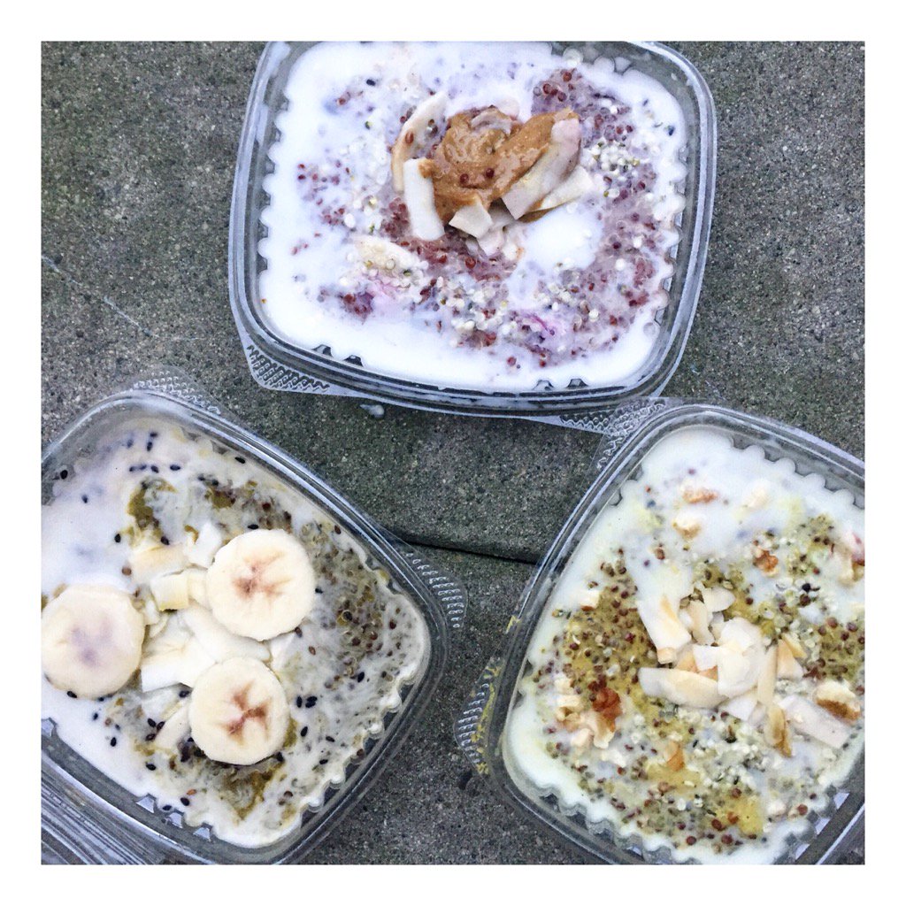 NEW on the kondi menu: Organic quinoa breakfast bowls 🍚🍐🍌 These delicious bowls pack in over 25 grams of protein 💪🏻