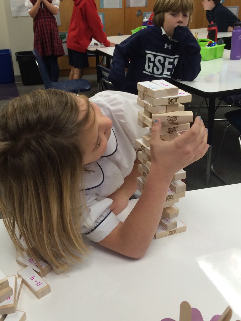 KBush_gses's tweet photo. 2B practices math facts with Jenga! This is serious business :) @gsesdallas https://t.co/8ELaATvT9A