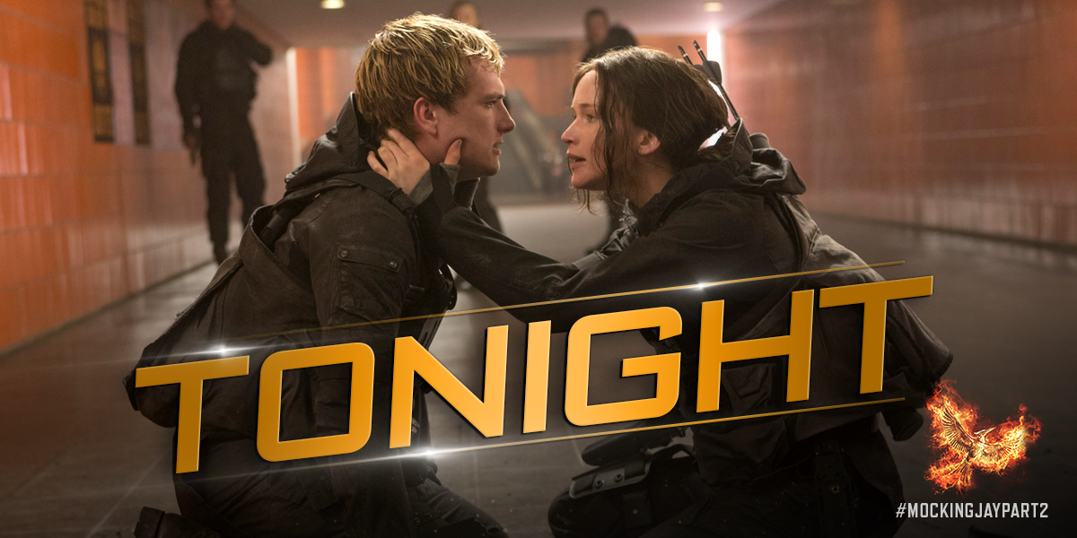 TheHungerGames's tweet image. Real or not real? #MockingjayPart2 is in theaters TONIGHT at 7pm! Get tickets: hungrgam.es/mockingjaytix