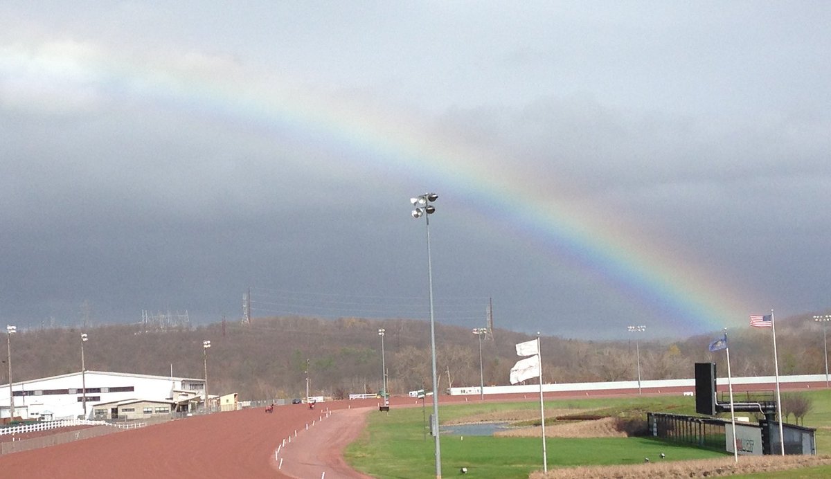 PAHarnessWeek's tweet photo. We never get tired of rainbows. Good omen for closing weekend @DownsAtMSP! #pcd50 #rainbow #autumn #HarnessRacingFZ https://t.co/fAUcUctrHF