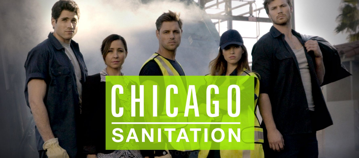 funnyordie's tweet photo. 'Chicago Sanitation' is a hot new drama about Chicago's public servants in waste management: https://t.co/mE41JM2xZQ https://t.co/P1B7DlbIIg