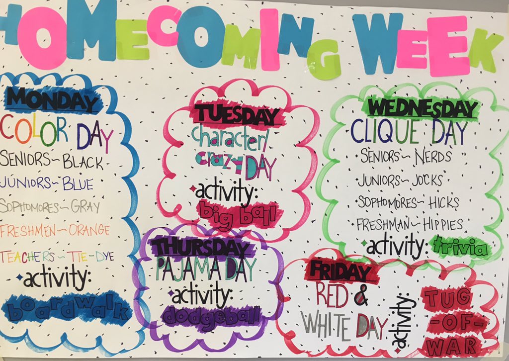 Homecoming Week  December 7-11
Homecoming Game December 11
Homecoming Dance December 12