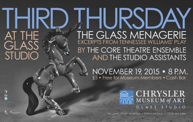 ChryslerMuseum's tweet photo. Tonight at the #ChryslerGlassStudio-The Glass Menagerie. Don't wait in line, get tix at the Studio beginning at 6. https://t.co/9vFKr9Fc4i