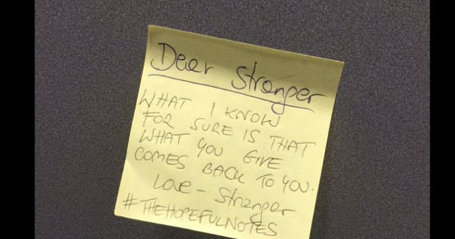 Herdotie's tweet image. #TheHopefulNotes- How Anonymous Messages Are Brightening People’s Day bit.ly/1MEgDaj