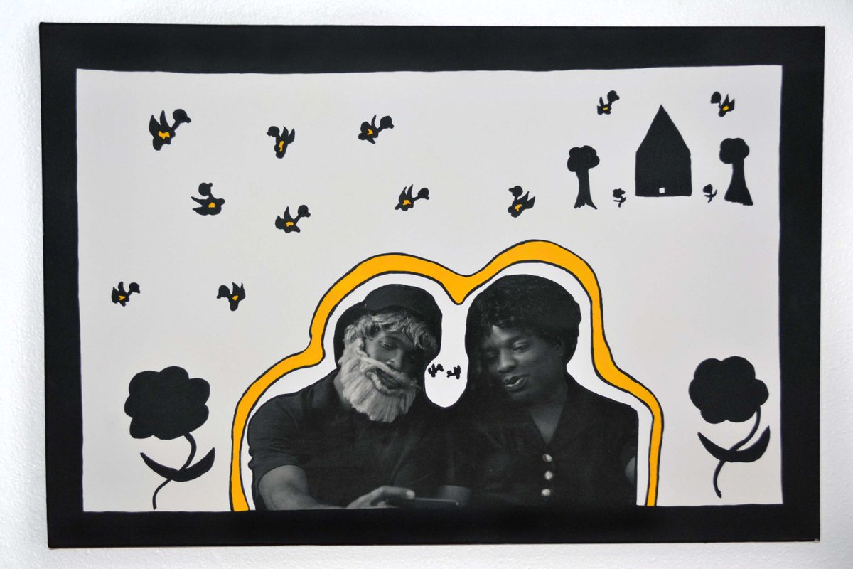 PJSgallery's tweet image. Jimmy and Lisa (A Selfie)
Photo collage and gouache on canvas
2014
Come see Kalup Linzy's great exhibit! #rmcad