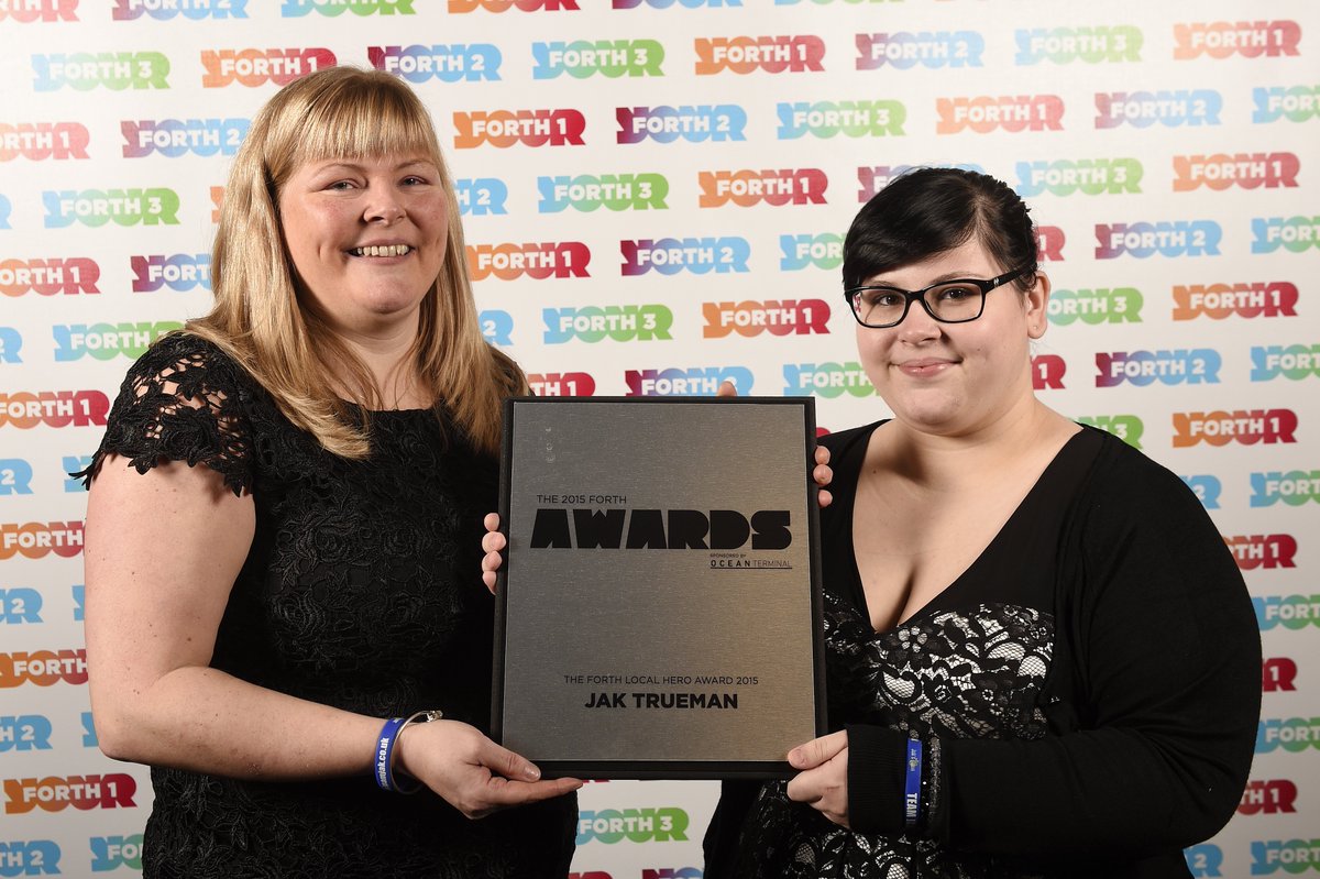 The Local Hero Award has been won by Jak Trueman. His mum &amp; sister picked up the prize  #ForthAwards