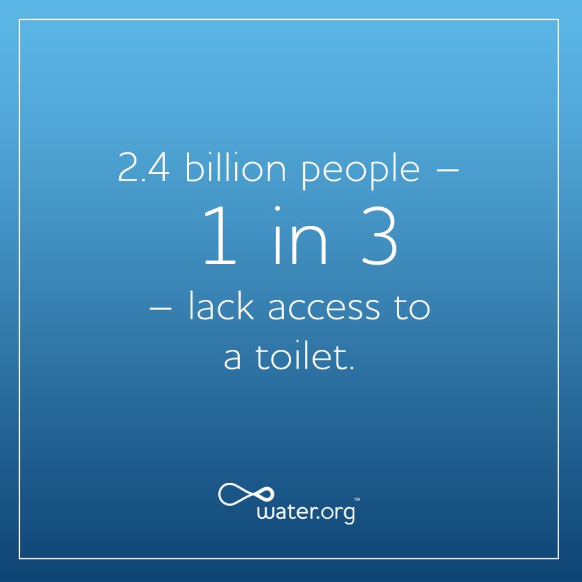 dlowater's tweet image. 1 in 3 people in the world do not have access to a toilet. Learn more on why #toiletswin at ToiletDay.org.