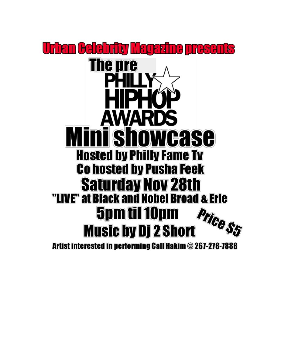 jimmydasaint1's tweet photo. Attention all artist!  Call us and sign up for the @urbanceleb215 / @blackandnobel mini @PhillyAwardShow  showcase. https://t.co/c8eH9ax4zi