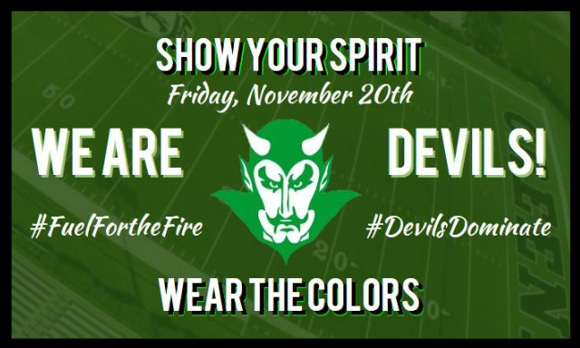 GreenevilleCity's tweet photo. Wear your Greene Devil colors tomorrow! #FuelfortheFire #DevilsDominate @MonsterMaker65 https://t.co/wNpBP1vsy7