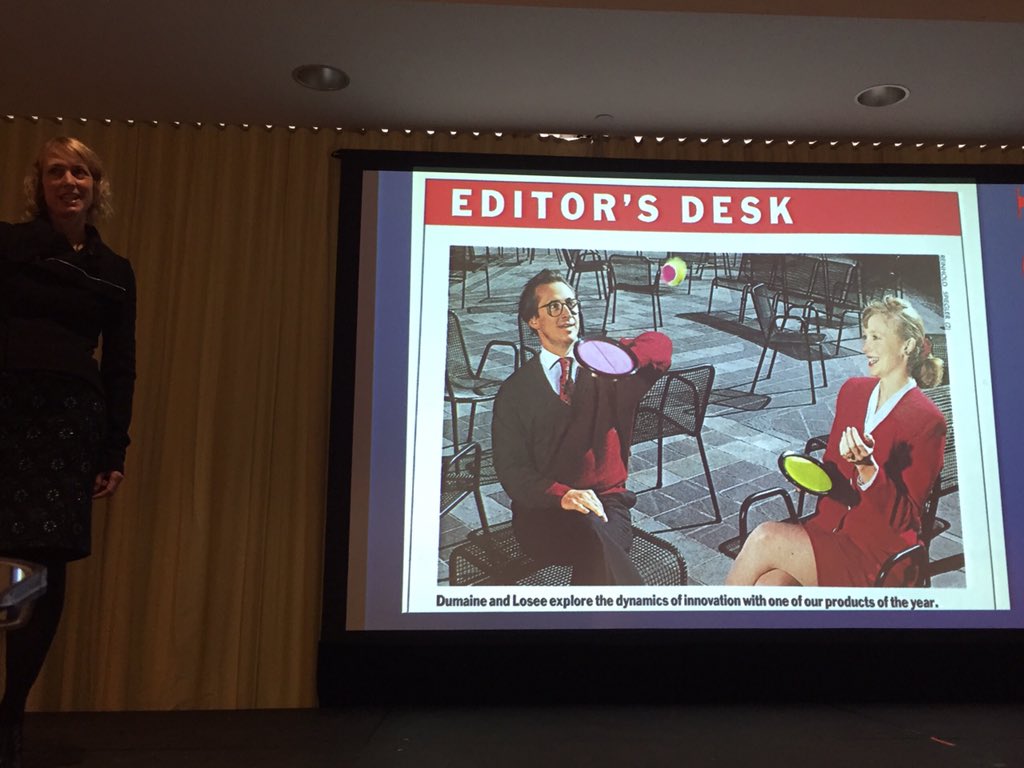 maryannbaldwin's tweet photo. @slosee from #Politico making case for brand journalism. She starts w/ this photo. #matchingscrunchie #going2begood https://t.co/Oot6ymc2vk