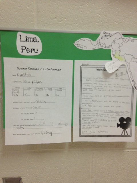 Smith_Seabees's tweet photo. 2nd graders integrated global studies by studying & reporting the weather forecasts in Latin America #NCGlobalEd https://t.co/xuCnYYQj9O