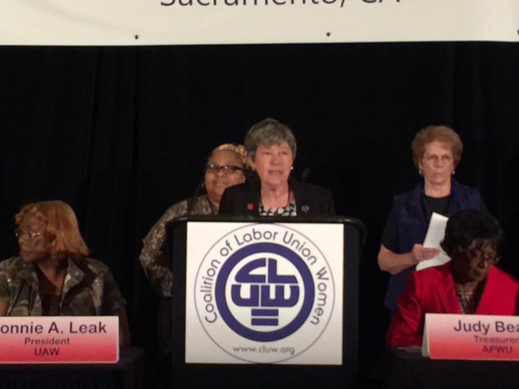 CordyAFT's tweet image. #righttimerightnow @AFTunion  Resolution Chair Helen Ramirez Odell at  CLUW convention
