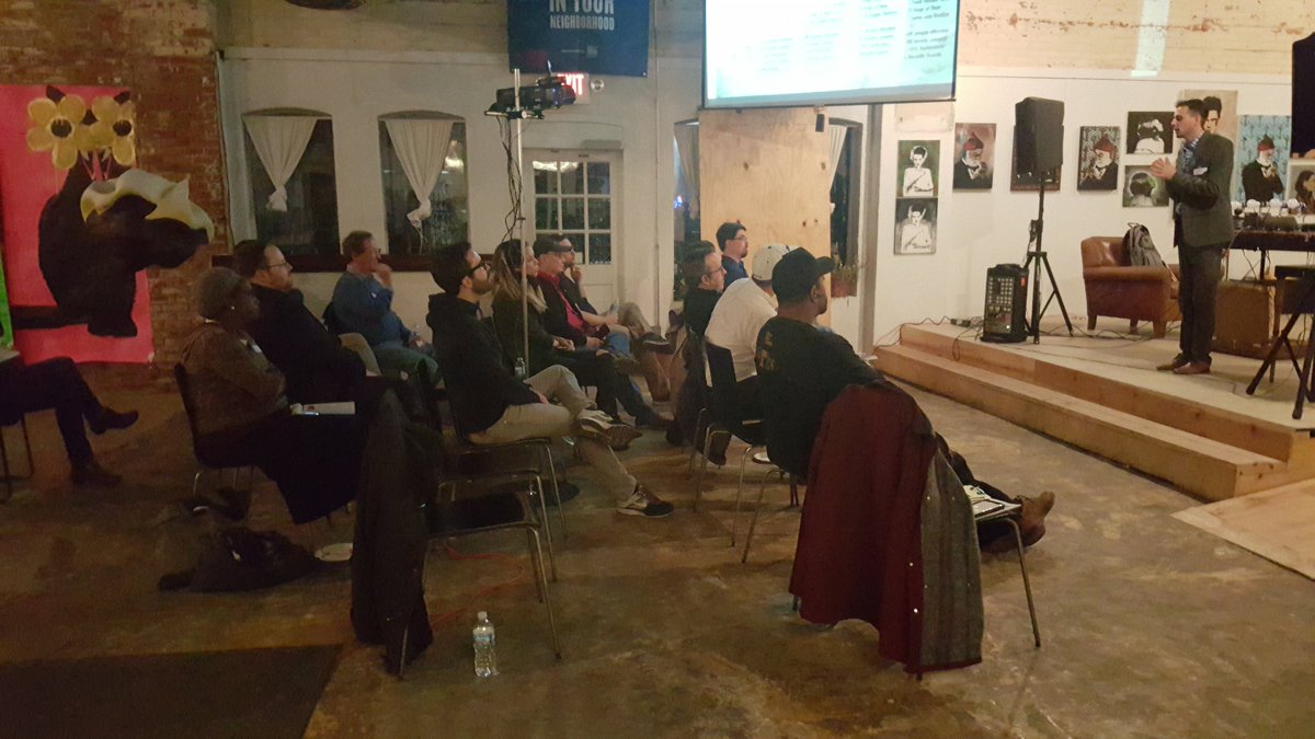 stevebatzka's tweet image. Full crowd here at #leapfw as we hear about @PinestockFest and how it evolved over the years #FortWayne