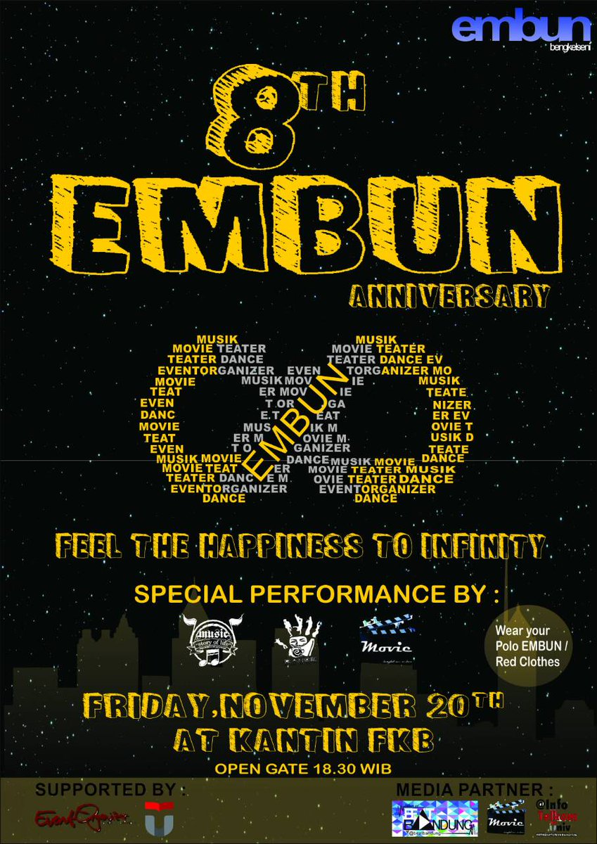 Proudly present 8th Embun Anniversary 🙆😍 dengan DC polo embun/red clothes, feel happiness to infinity👊 <a href="/embunUniTel/">Bengkel Seni Embun</a>