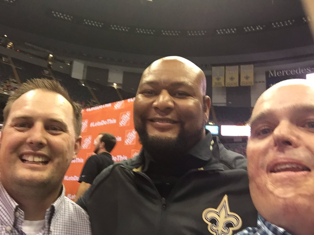 coltonagman's tweet photo. Who Dat??? Deuce McCallister in the Superdome with two Ag teachers!! #nataa15 https://t.co/TJL52rQNfn