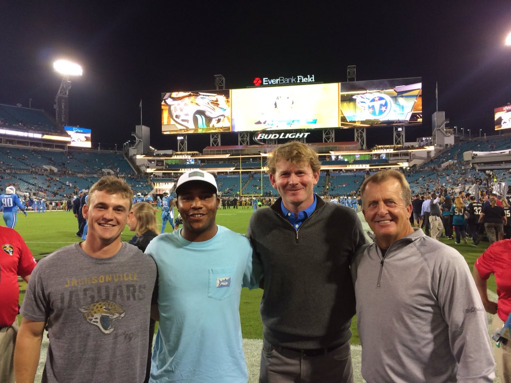 PGATOUR's tweet photo. At halftime of tonight's @Jaguars game, we'll see who can hit it closest to midfield. https://t.co/jYdYBmDmYD