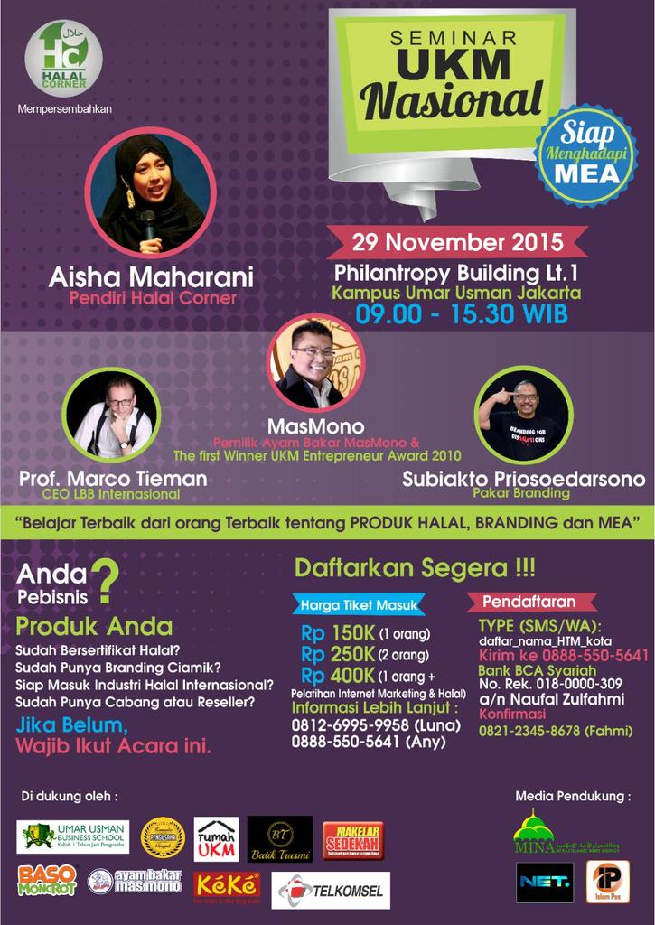 halalcorner's tweet photo. Hanya sehari di Jakarta untuk.mendapatkan informasi dan strategi dari.pakar-pakarnya, di #SeminarUKMNasional https://t.co/zFCcQz0bxL