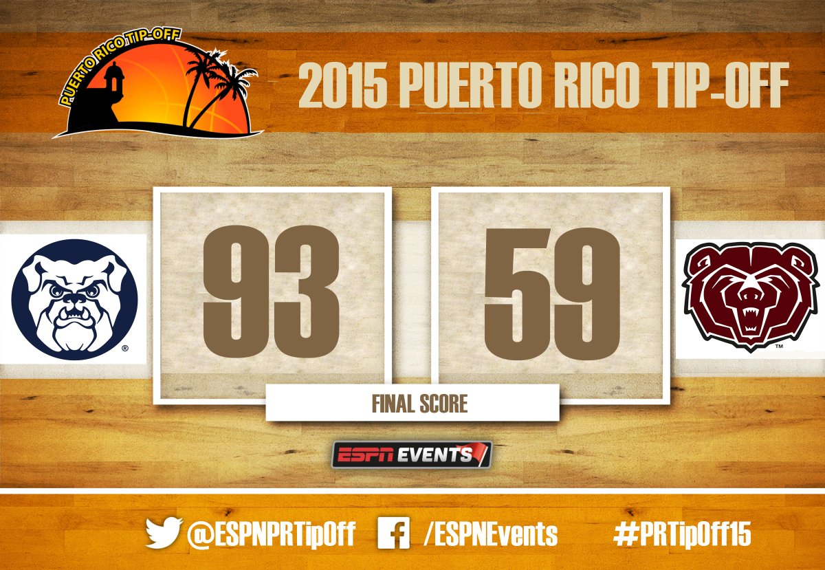 ESPNPRTipOff's tweet image. .@ButlerMBB beats @MSUBearsHoops 93-59! The bulldogs advance &amp;amp; will face @TUMBBHoops on Friday in the semi-finals!