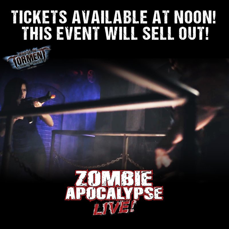 GET READY! Tickets for ZOMBIE APOCALYPSE LIVE! on sale at NOON! EXPECTED TO SELL OUT FAST! bit.ly/2169kSr