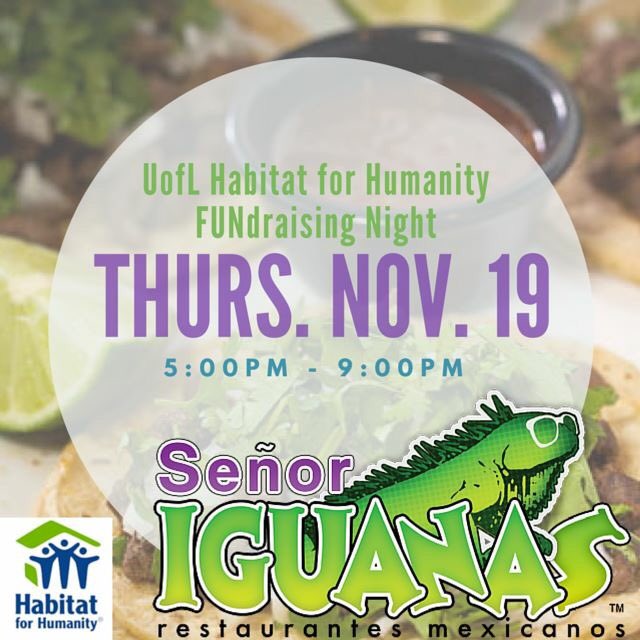 Come out to Señor Iguanas tonight to support Habitat!