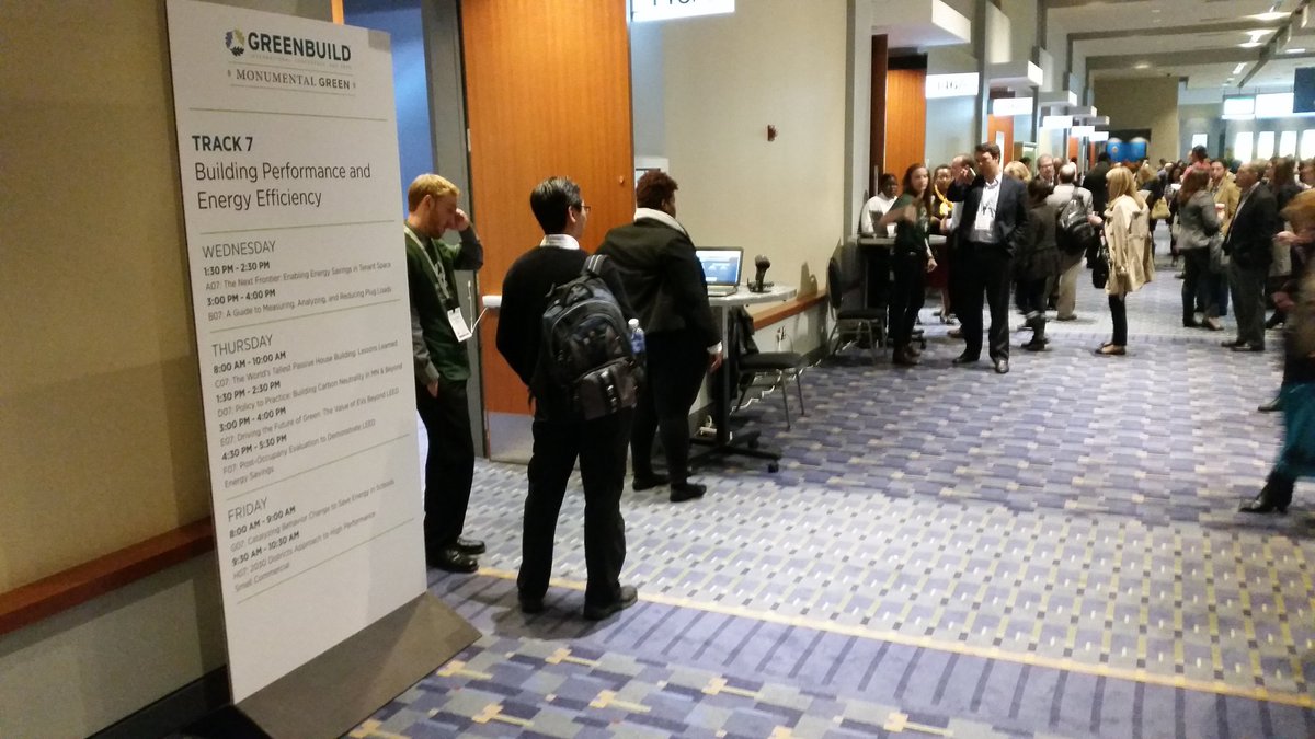 RexHamre's tweet photo. Big waitlist "Post Occ Eval to demonstrate LEED Energy Save" Correlation btwn wait &amp; import to industry? #Greenbuild https://t.co/BoYUT5ZZCD