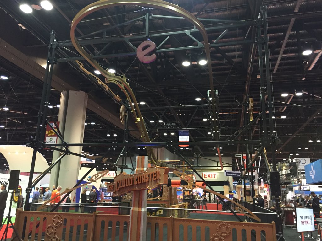 ExtremeEngineer's tweet photo. Extreme Engineering wins it's 9th industry award, best exhibit with the Cloud Coaster #BrassRings, #IAAPA https://t.co/bfQYI7dKMn