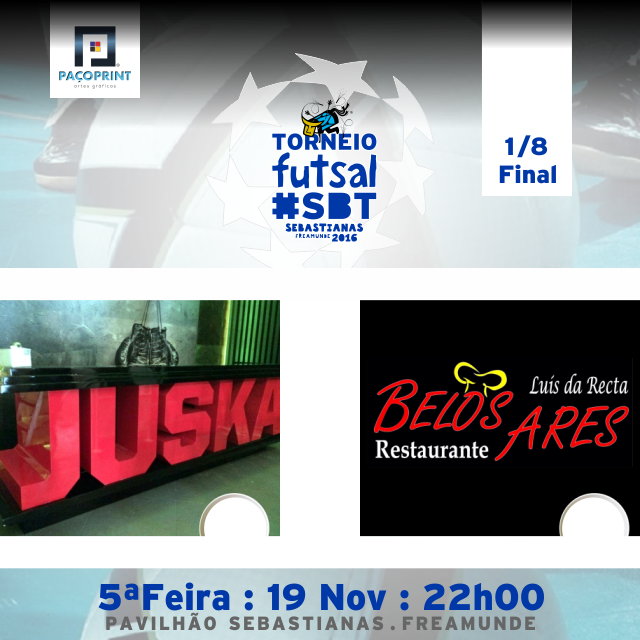 sebastianas's tweet photo. Futsal Day Hoje 5F 19Nov
Torneio #futsal #SBT2016 #8final
REST. BELOS ARES vs JUSKA
#pavilhaosebastianas https://t.co/zIz5UfECpS
