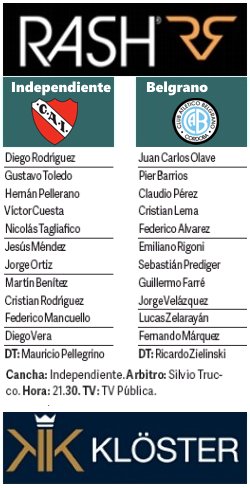 #Tuitequipo A las 21.30, en Avellaneda, #Independiente #Belgrano Dirige Trucco <a href="/TV_Publica/">TVP</a> <a href="/RashJeans/">Rash</a> <a href="/klosterjeans/">Kloster Jeans</a>