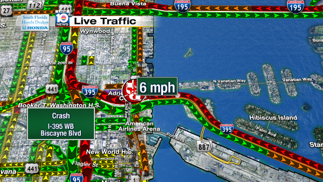 Crash on I-395 WB at Biscayne Blvd. Speeds at 6mph #traffic #miami https://t.co/OiSAHYqFs1