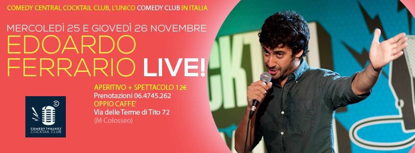 CocktailComedy's tweet photo. Ci vediamo la prossima settimana con @edoferrario LIVE! Prenotazioni allo 064745262 ;) https://t.co/eEKpXaavph
