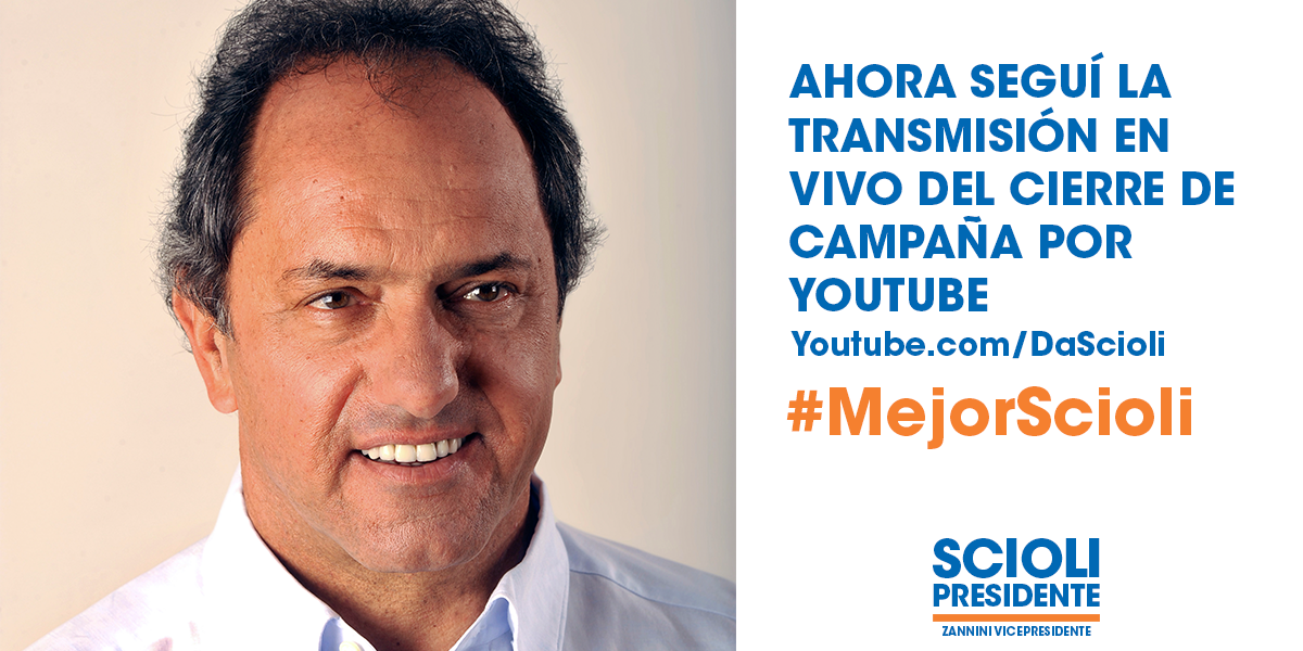 danielscioli's tweet photo. En directo desde #LaMatanza cierre de campaña del #FpV. Seguilo en vivo por https://t.co/1uyqhlbaFW #MejorScioli https://t.co/x3e7tMQURr