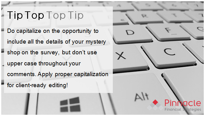 Mystery Shopper Tip Top Top Tip. #editor #grammar #mysteryshopper