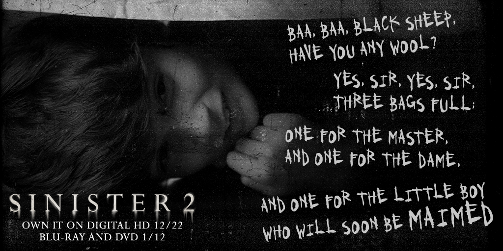 SinisterMovie's tweet photo. It's about time for another "crippling" rhyme. #Sinister2 https://t.co/zaiGSYuHAH
