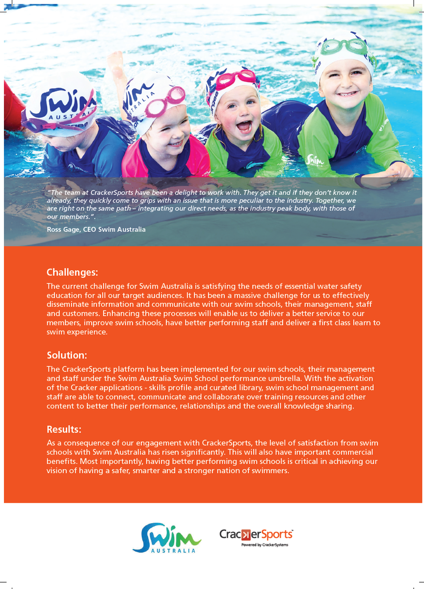 CrackerSystems's tweet image. A great insight on how Cracker is increasing the satisfaction of swim schools.@SwimAustralia @RossGage1 @Ausport