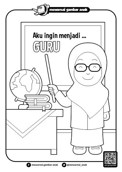 Gambar Mewarnai Guru Sedang Mengajar di Kelas