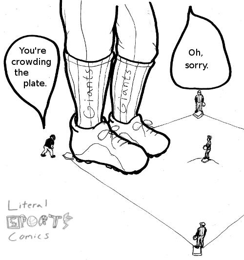 LiteralComics's tweet photo. @SFGiants stand tall despite numerous disputes with umpires, giving batters no room for mistakes. #LiteralComics https://t.co/pj4tXI5ZBa