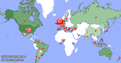 xfactortv's tweet photo. My followers are in UK.(57%), USA(17%)... Get your map too: https://t.co/5JS54LPrgL https://t.co/yBXxSYJBU7