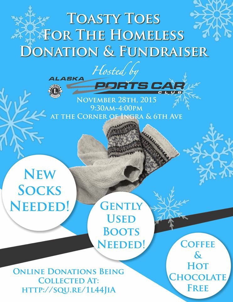 aksportscarclub's tweet image. Toasty Toes for the Homeless Flier! Please Retweet! @lionsclubs #Anchorage