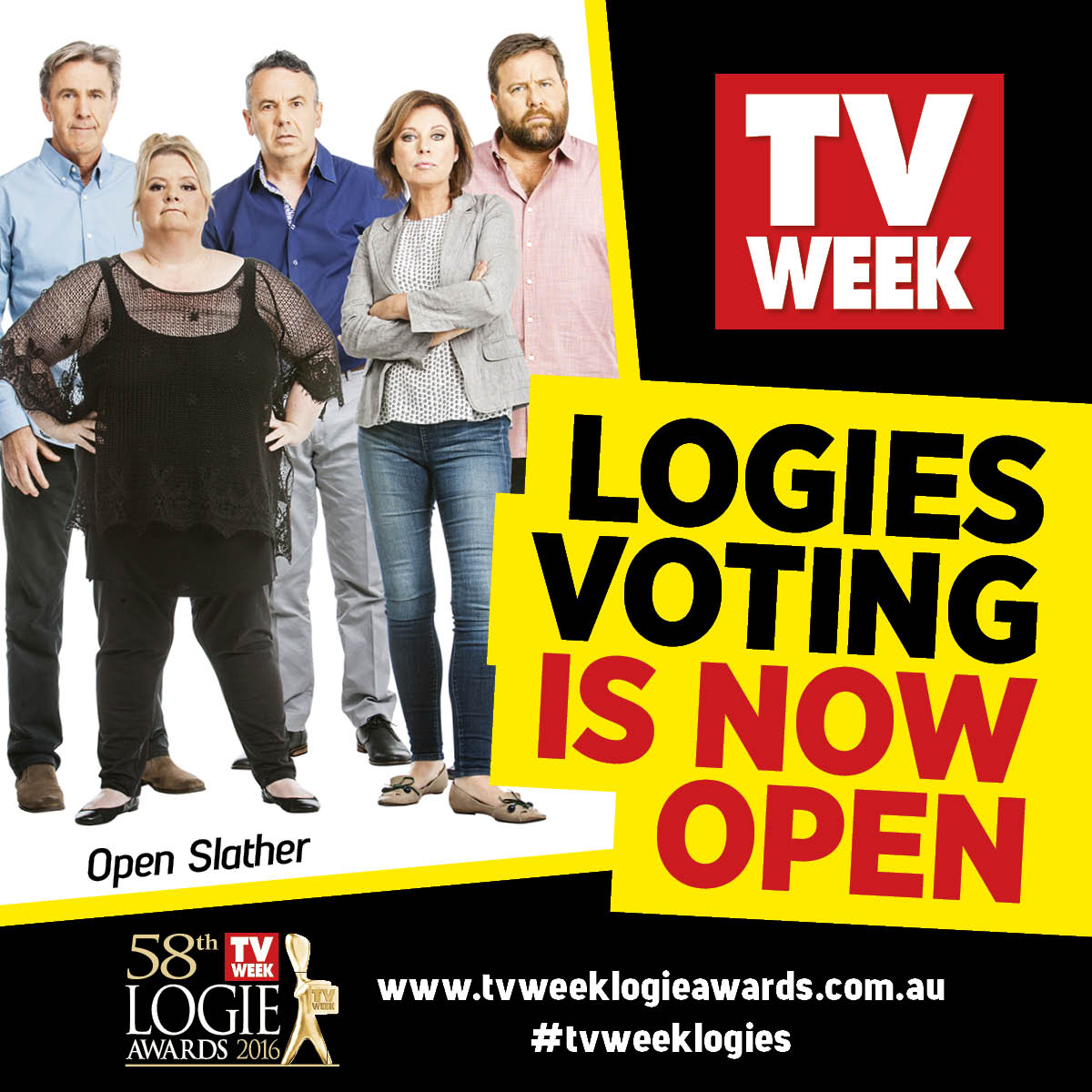 openslather's tweet photo. Voting is open for the #tvweeklogies! Vote #OpenSlather for 'Best Entertainment Program!' https://t.co/wpAEB0lT1V https://t.co/0eQ0xms2eZ