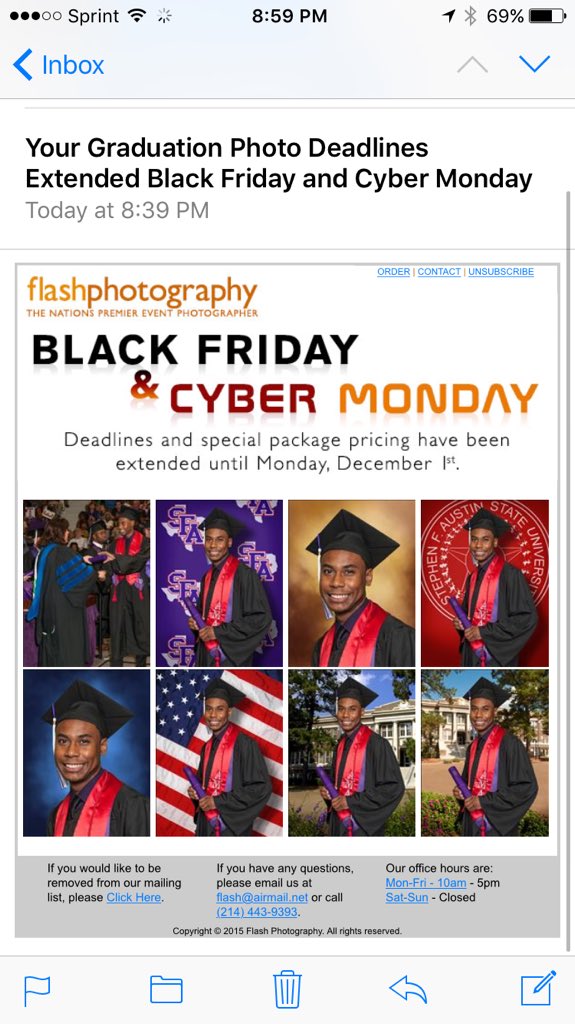 JeremyKwae's tweet photo. It's been a year and a half and they're still tryna get me to buy these uglass pics from graduation... #SFA14 https://t.co/xKAX5ewHXP