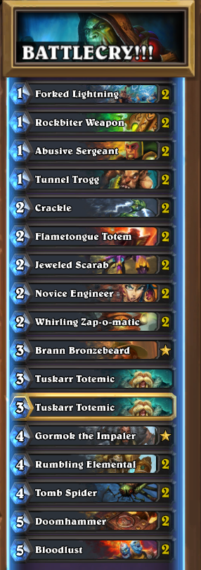 seventwofive's tweet photo. new #hearthstone deck! #shaman #battlecry #brannbronzebeard #totempower https://t.co/tb2qozQwdf