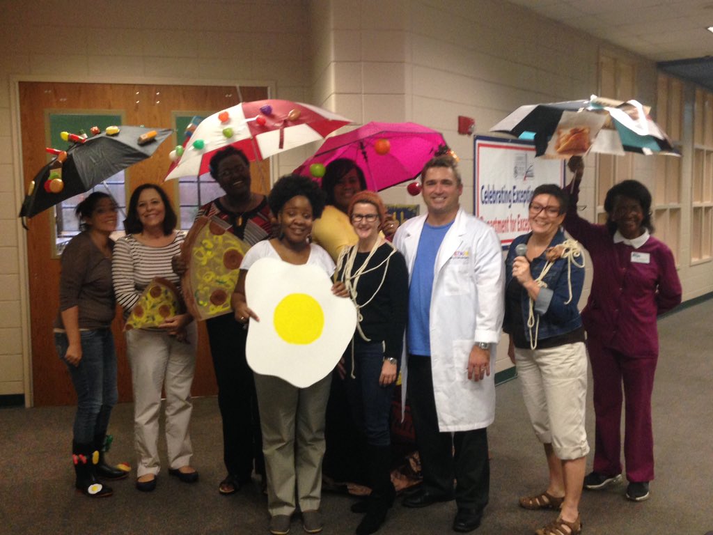 Ckanderson_LCSS's tweet photo. LES Office Staff:Favorite book characters..."Cloudy, with a Chance of Meatballs!" @Supt_LCSS @bfaircloth0211 https://t.co/JqSKO2Nol1