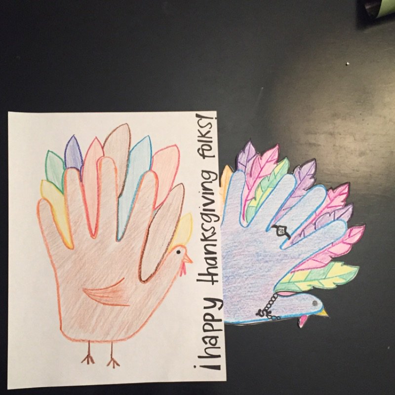 kstirling23's tweet photo. hand turkeys... #blessed #ThanksGivingTM https://t.co/qW1NtgxPA6