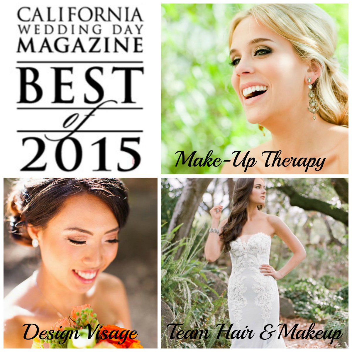 cwdmag's tweet photo. #CWDBestOf2015 winners HAIR AND MAKEUP in LA, OC & Central Coast @MakeUpTherapy #DesignVisage @TEAMHairMakeup https://t.co/4JYLT9GNbY