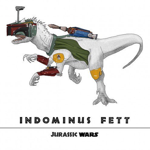 hashtagstarwars's tweet photo. New #StarWars Instagram by @just_in_artist // My night right now! #jurassicpark #indominusrex #jurassicworld #bobaf… https://t.co/ueZhAV6NeW