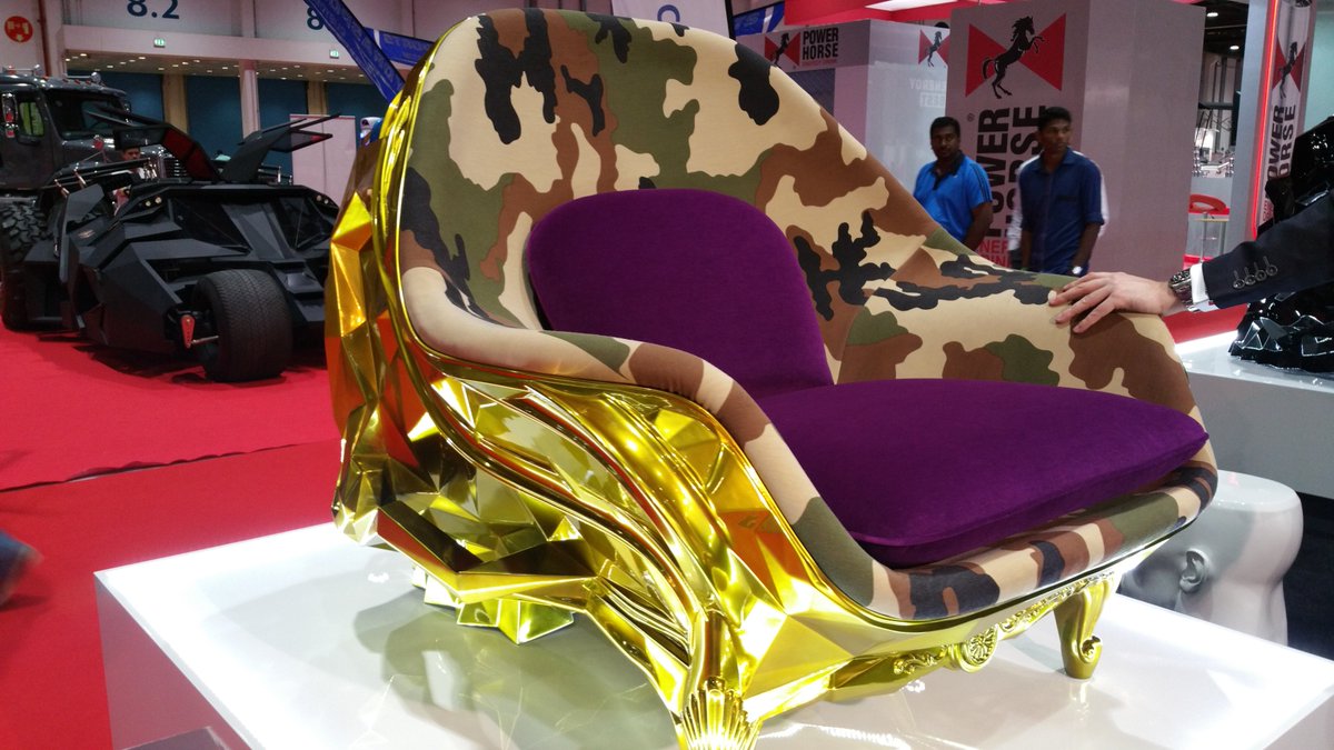 FarrukhNaeem's tweet photo. The limited edition gold-dust covered Skull Armchair by Harow France
@BigBoysToys_UAE #BBT2015 #bigboystoys https://t.co/Z53yTqpT5H