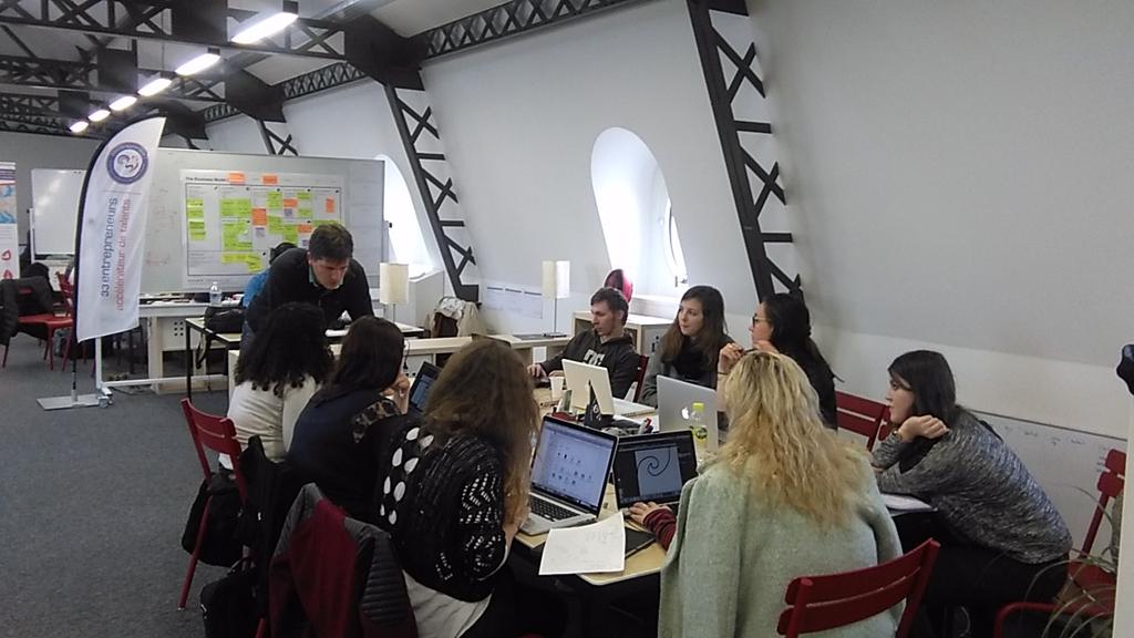 bloowatch's tweet photo. The @bloowatch #hackcelerathon team working hard in @33entrepreneurs office. Counting days for launching!! https://t.co/Xg1NuM0jN3